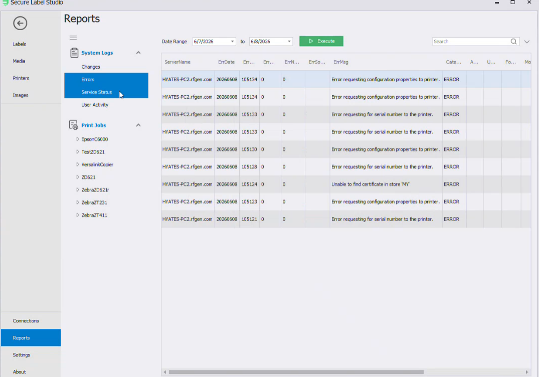 Secure Label Report Logs